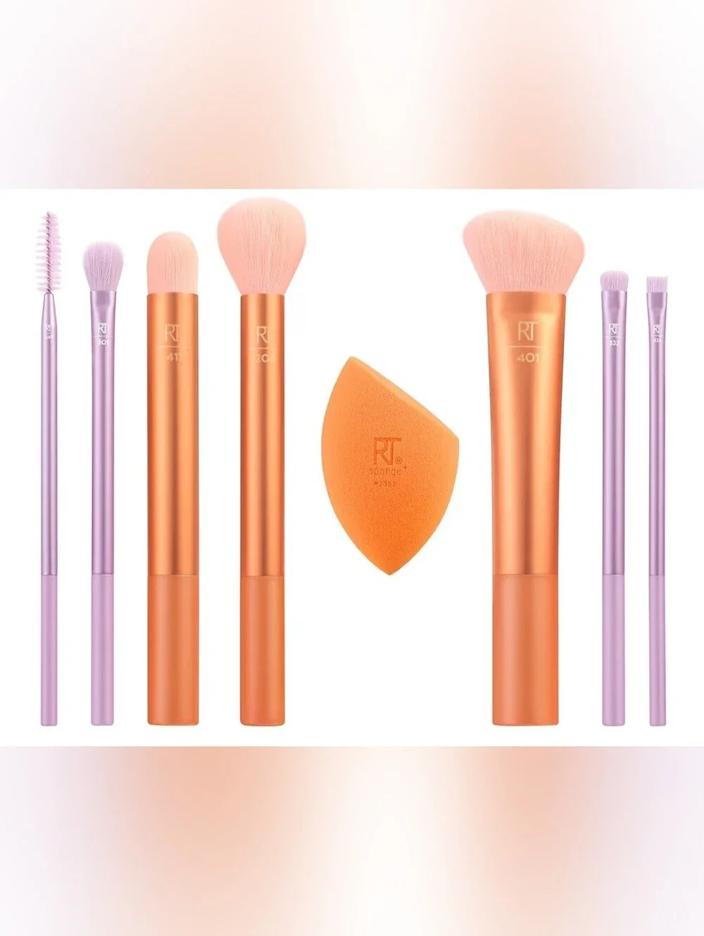 Real Techniques Pink, Rose Gold & Orange Face, Cheek & Eye Brush Set